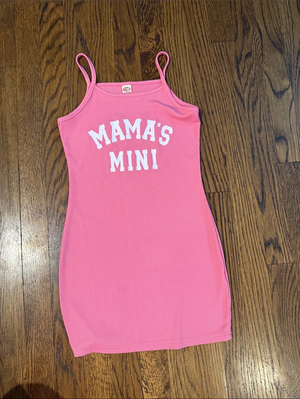 Pink "Mama's Mini" Ribbed Camisole Dress